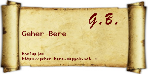 Geher Bere névjegykártya